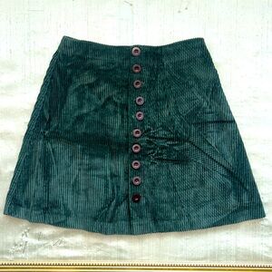Vintage Express‎ Corduroy Button -up skirt size 3/4 Hunter Green